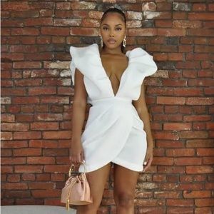 Mable Puff Sleeve Scuba Dress Medium